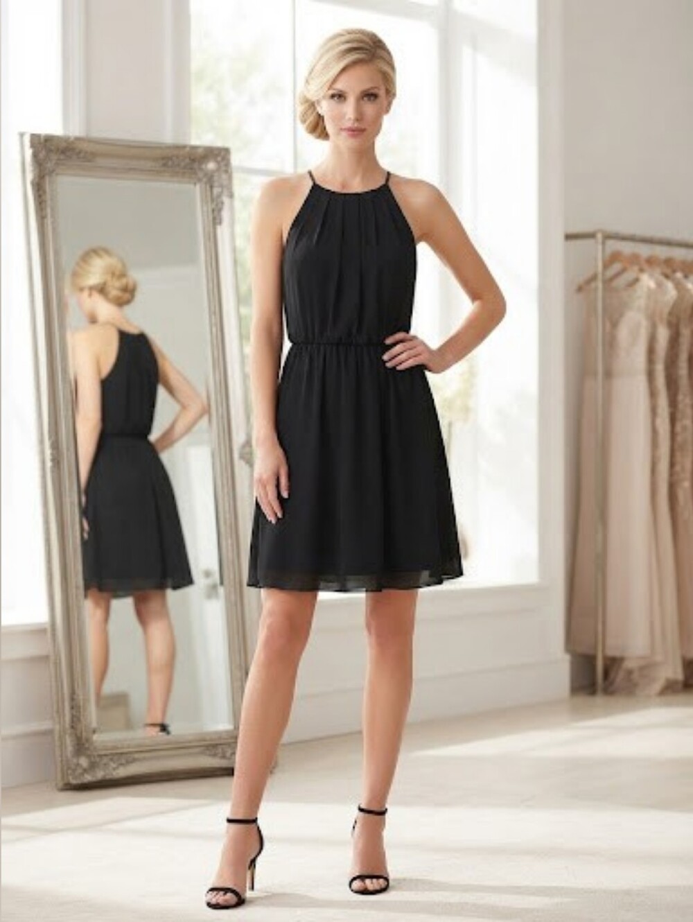 Blue Rain Black Halter Mini Dress